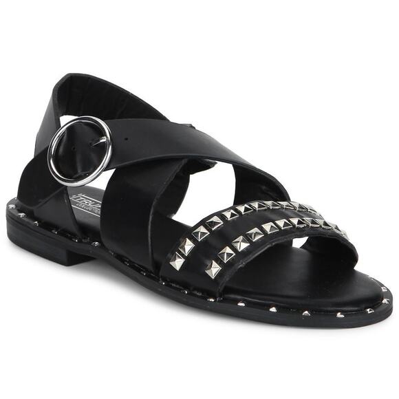 Truffle Collection Women Sadie Slingback Sandals Size US 5 Black Faux Leather - Picture 1 of 8